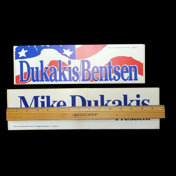 Mike Dukakis President 1988 Presidential Campaign Bentsen Sticker Lot Of 2 NOS - Picture 3 of 6